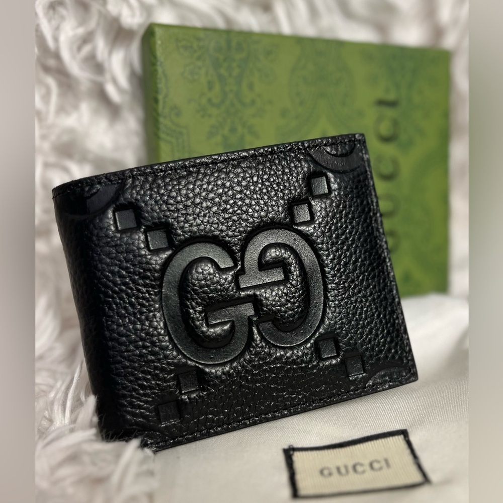 🖤🖤Black FASHION DESIGN Jumbo G pebble grain leather bi-fold wallet🖤🖤NWOT